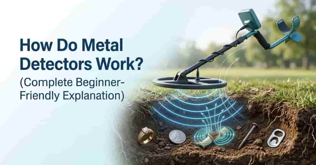 How a modern metal detector works using electromagnetic fields to detect buried metal objects beneath the ground.